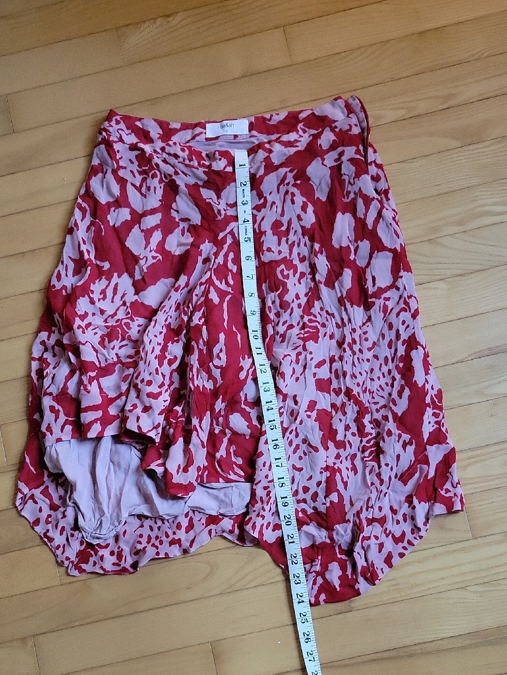 ba&sh Pink and Red Asymmetrical Patterned Skirt